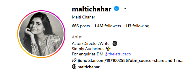 Malti Chahar Net Worth